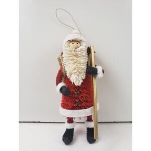 Vintage Christmas Santa Claus Ornament Bottle Brush with Toy Holiday Seasonal